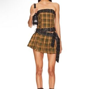 jaded london Plaid Mini dress with Belt